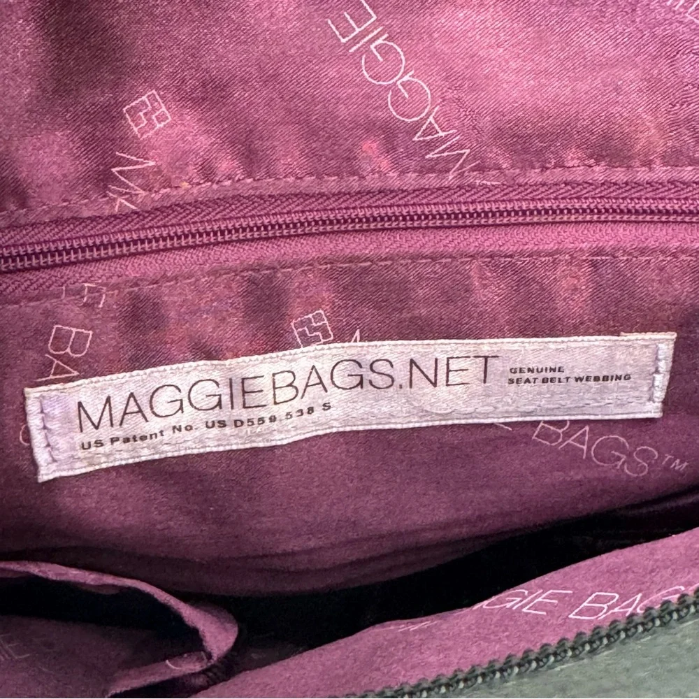 Maggie Bags Recycled Woven Seatbelt Shoulder‎ Bag Black/Deep Plum